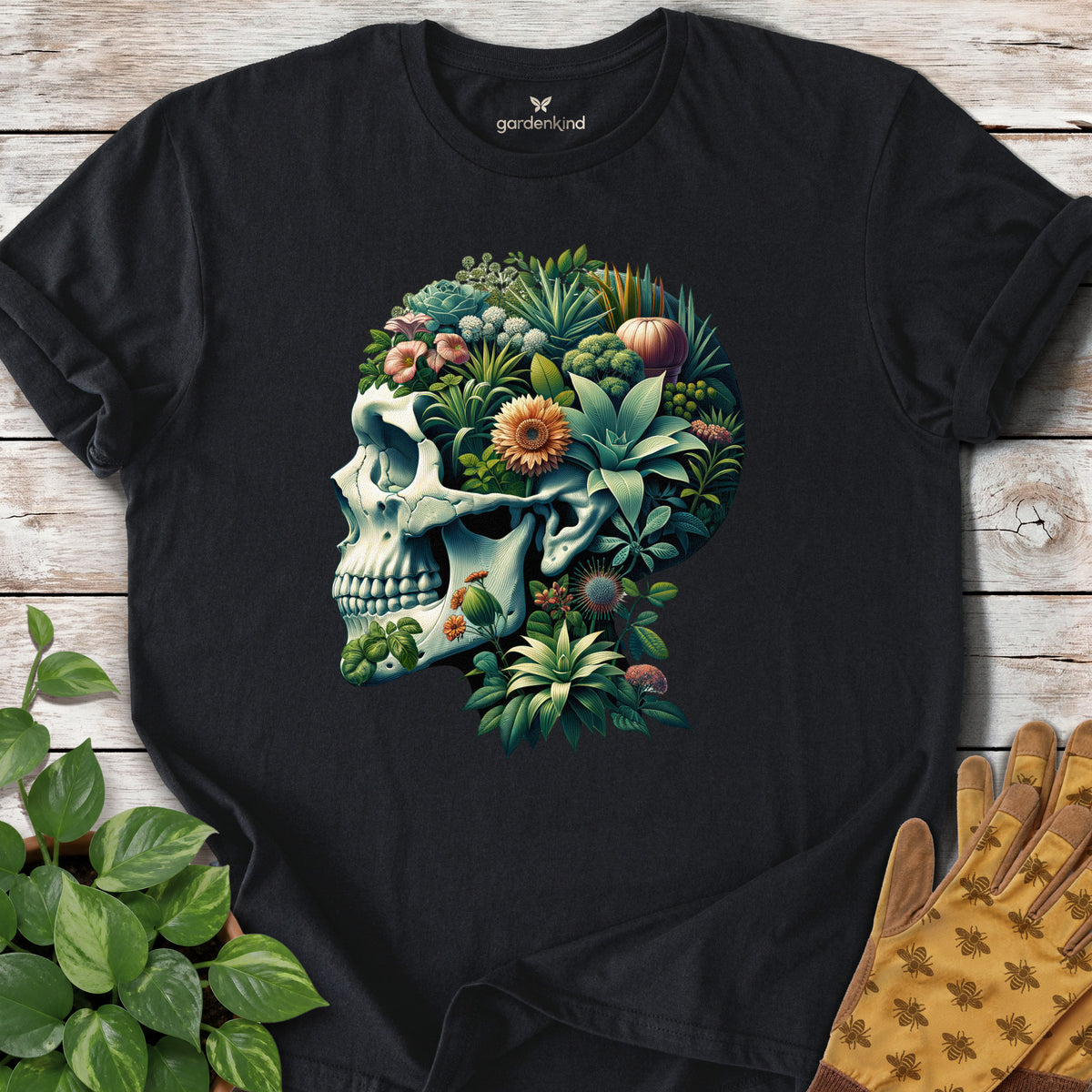 Plant Skull Tee, Black