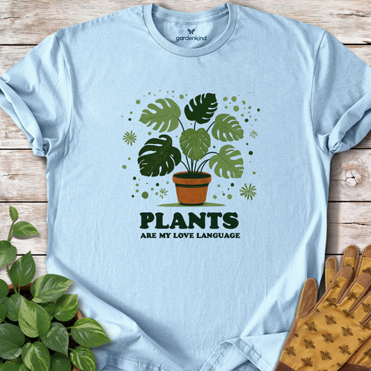 Plants Are My Love Language Tee, Light Blue