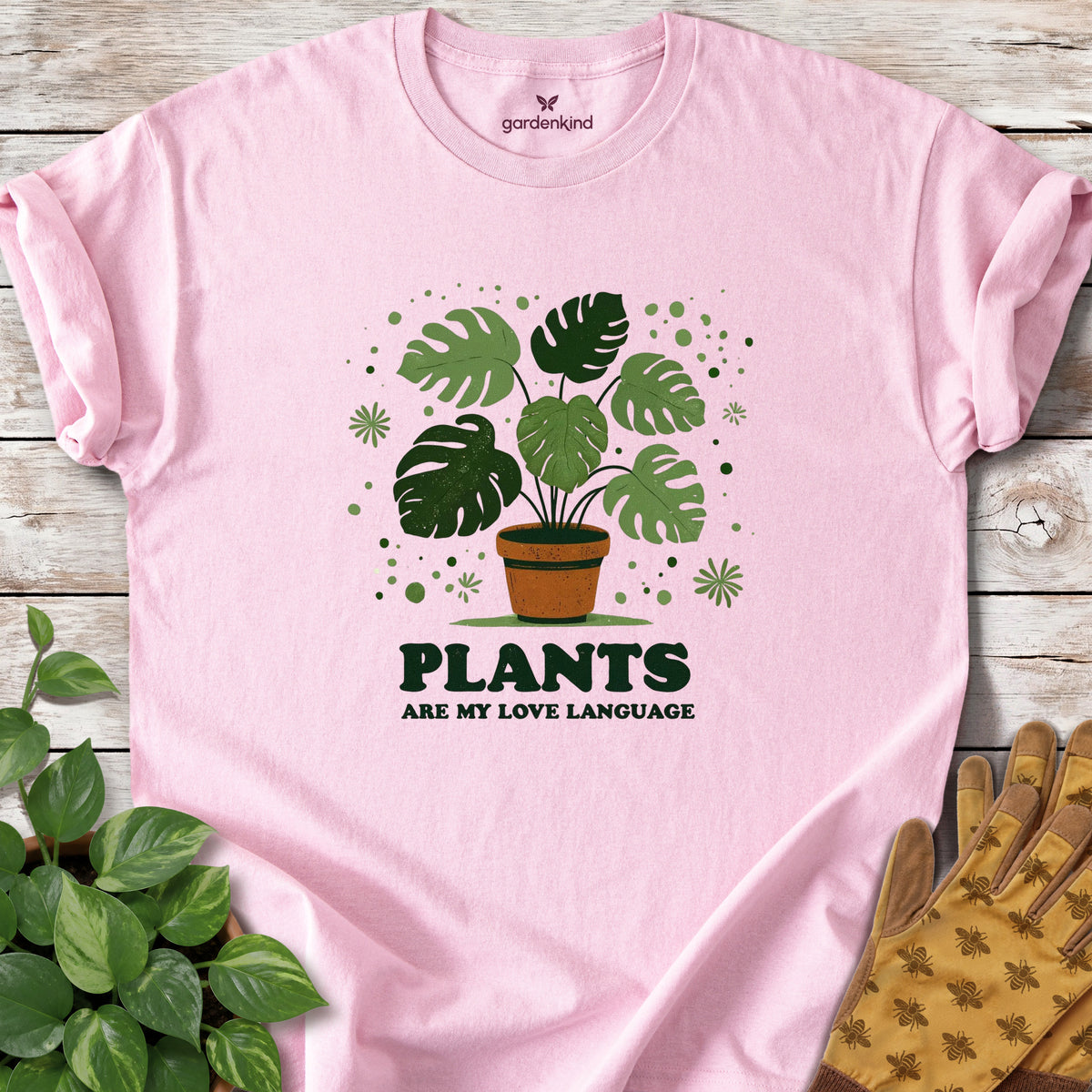 Plants Are My Love Language Tee, Light Pink