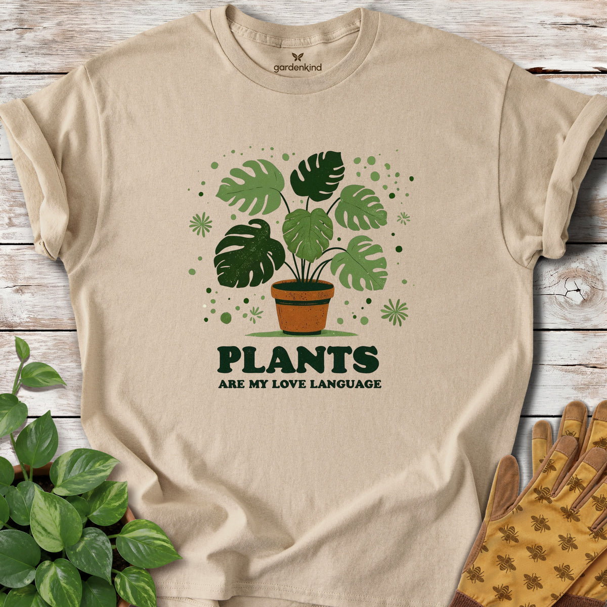 Plants Are My Love Language Tee, Sand
