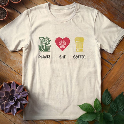 Plants. Cat. Coffee. Tee T-Shirt Natural / S