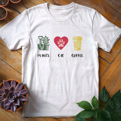 Plants. Cat. Coffee. Tee T-Shirt White / S