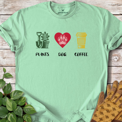 Plants. Dog. Coffee. Tee, Mint Green