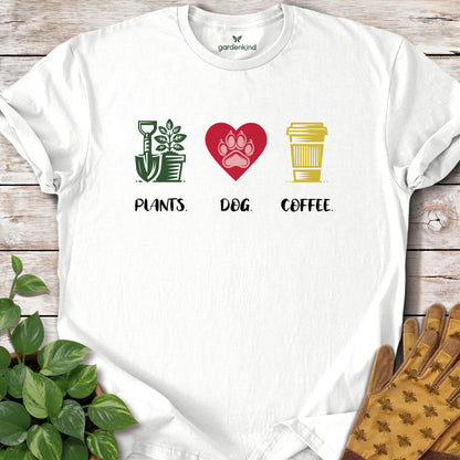 Plants. Dog. Coffee. Tee, White