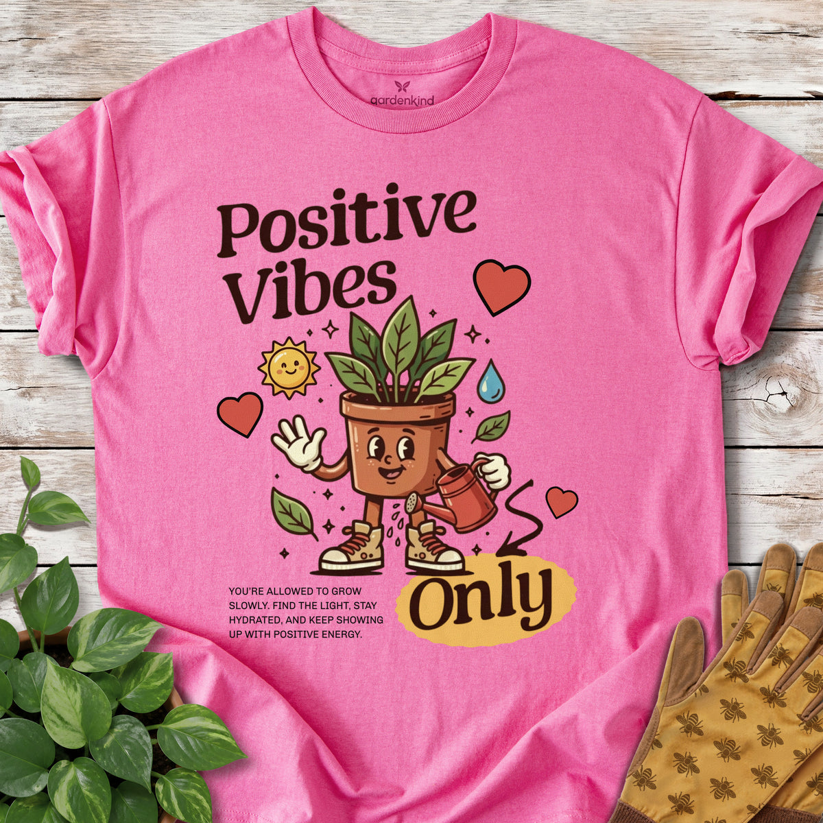 Positive Vibes Only Tee, Azalea