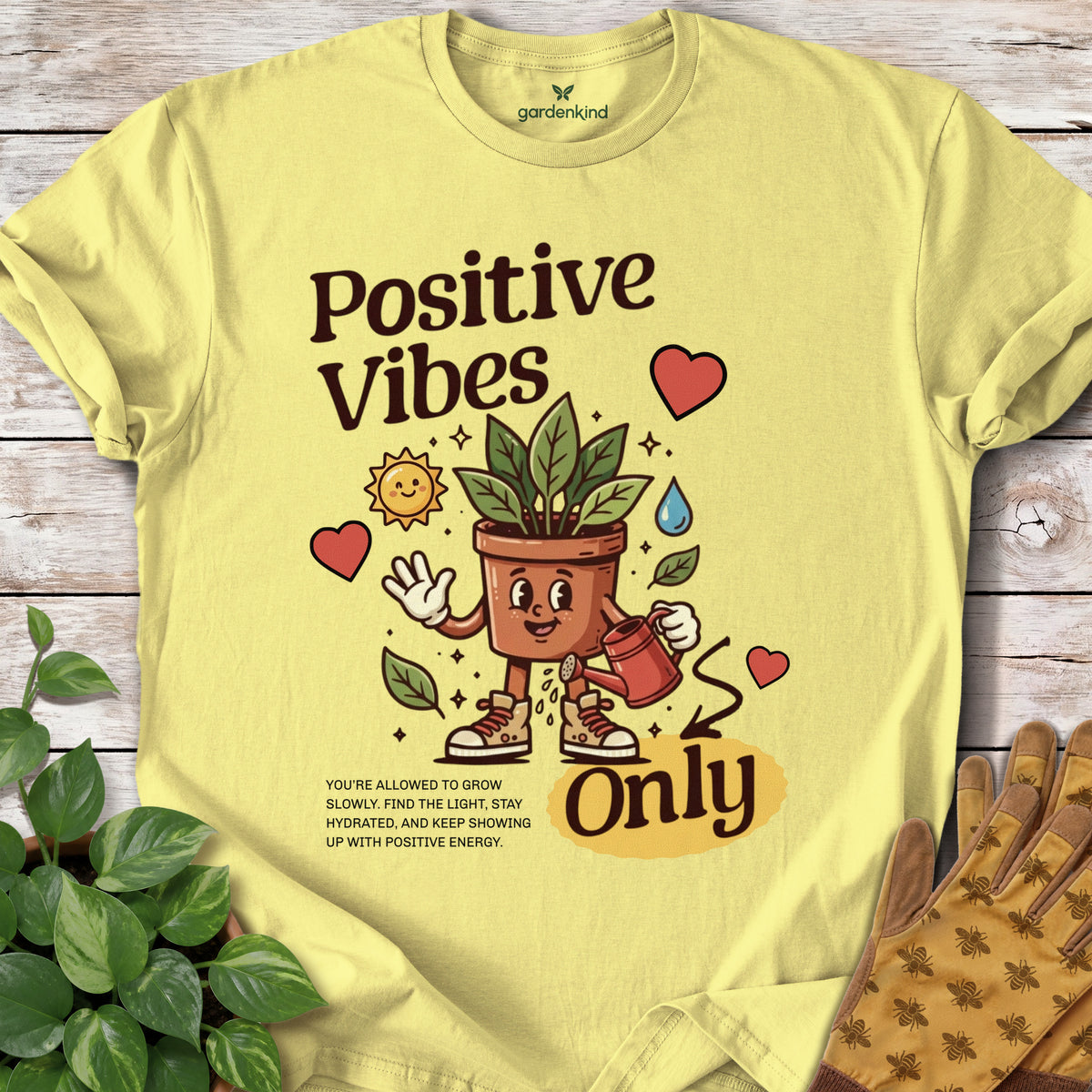 Positive Vibes Only Tee, Cornsilk