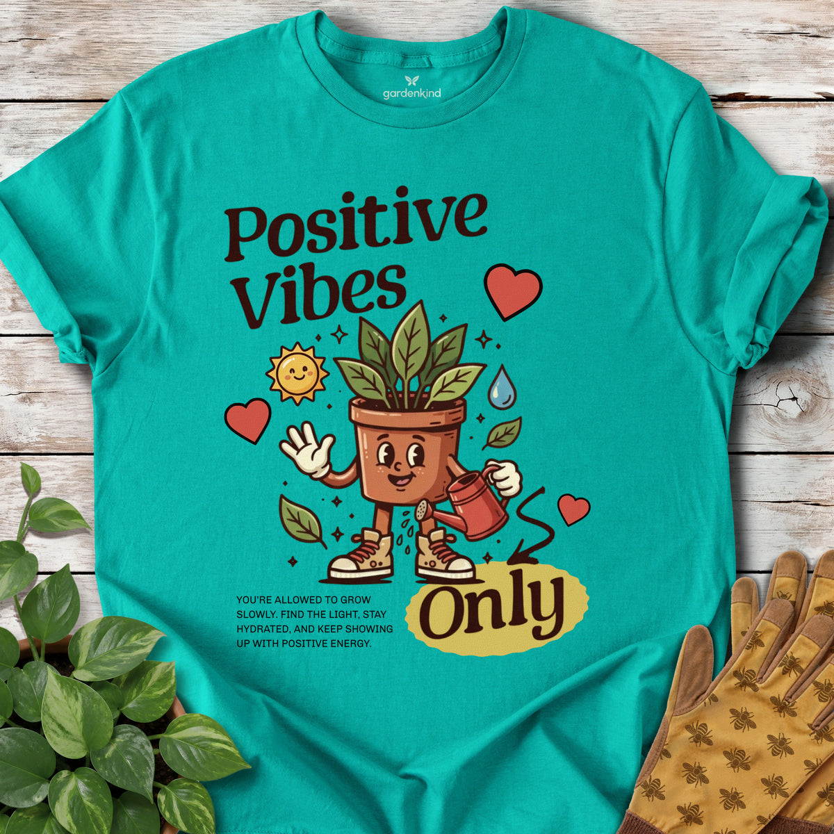Positive Vibes Only Tee, Jade Dome