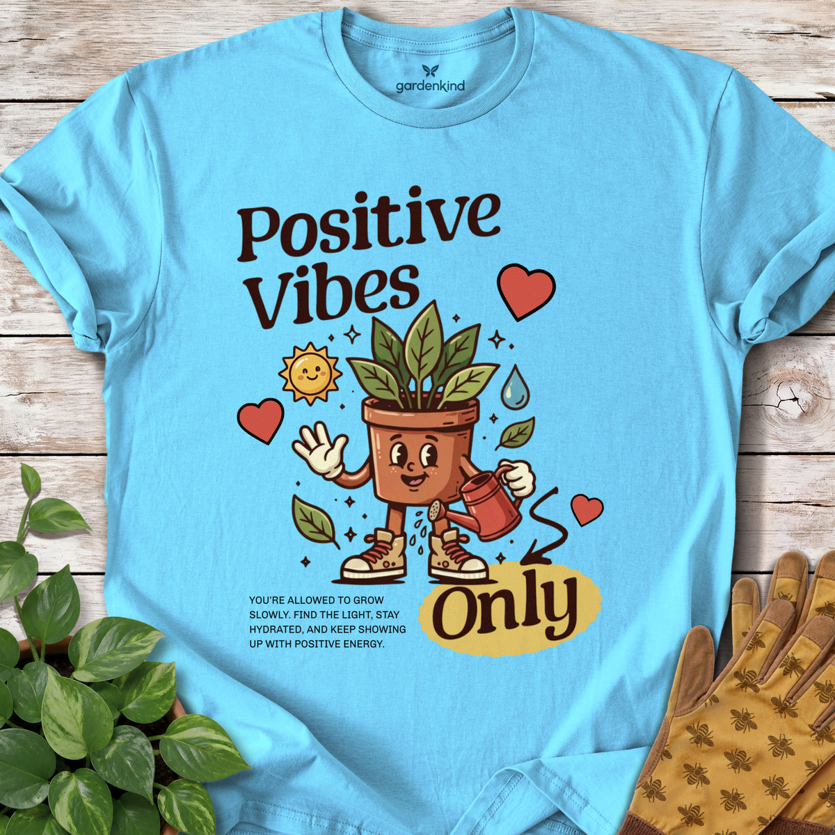 Positive Vibes Only Tee, Sky