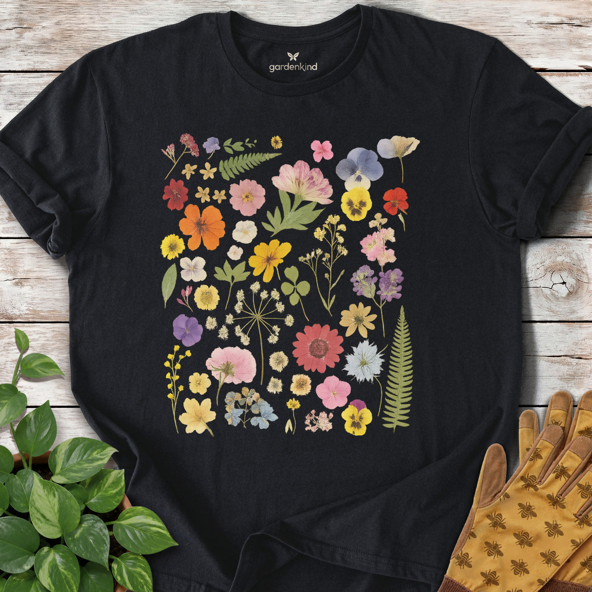 Pressed Flowers Tee, Black