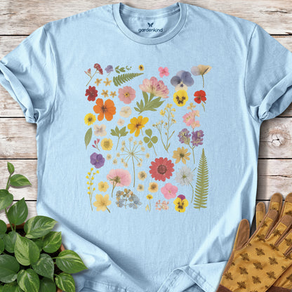 Pressed Flowers Tee, Light Blue