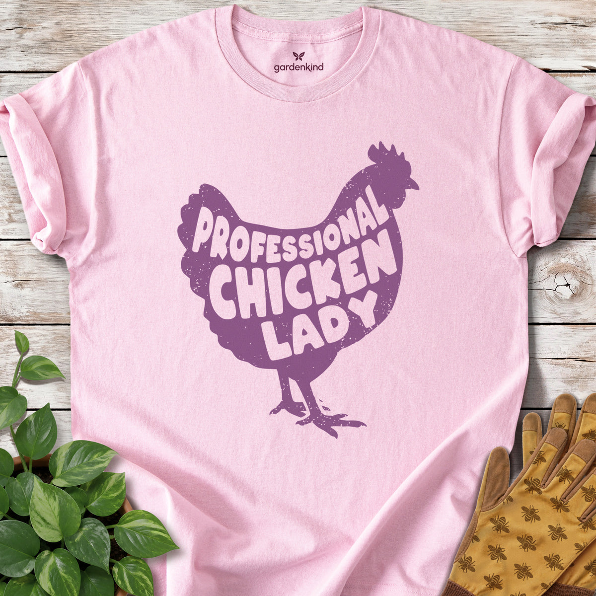 Professional Chicken Lady Tee, Light Pink