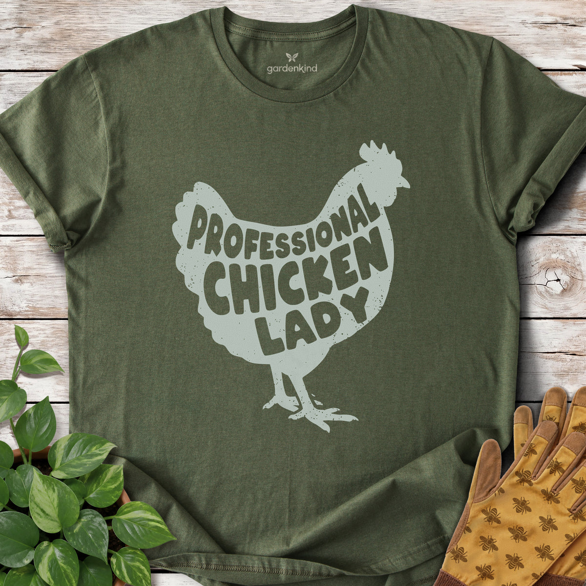 Professional Chicken Lady Tee, Military Green