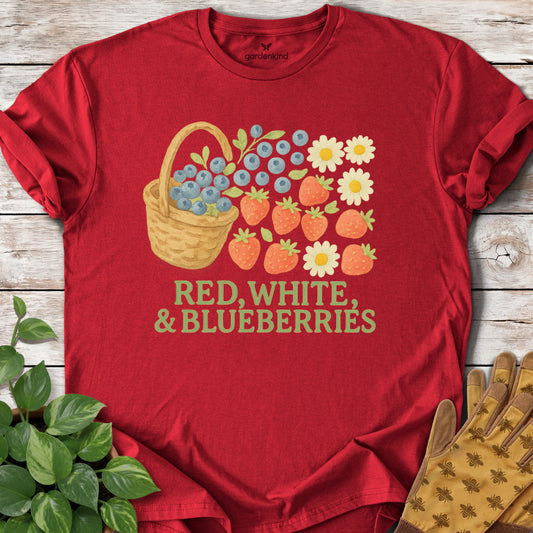 Red, White, and Blueberries Tee, Cherry Red