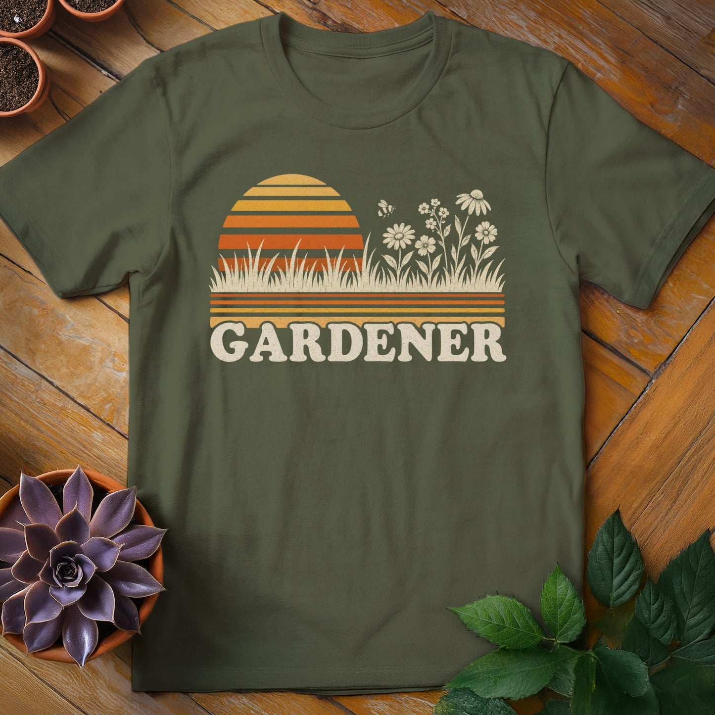 Retro Gardener Tee T-Shirt Military Green / S