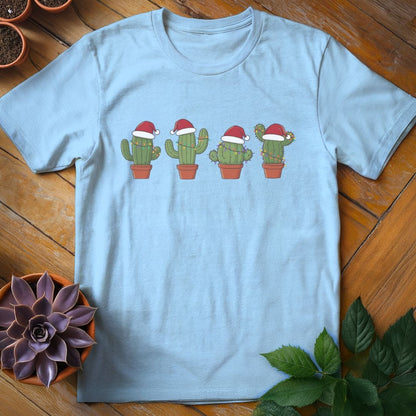 Santa Hat Cacti Tee T-Shirt Light Blue / S