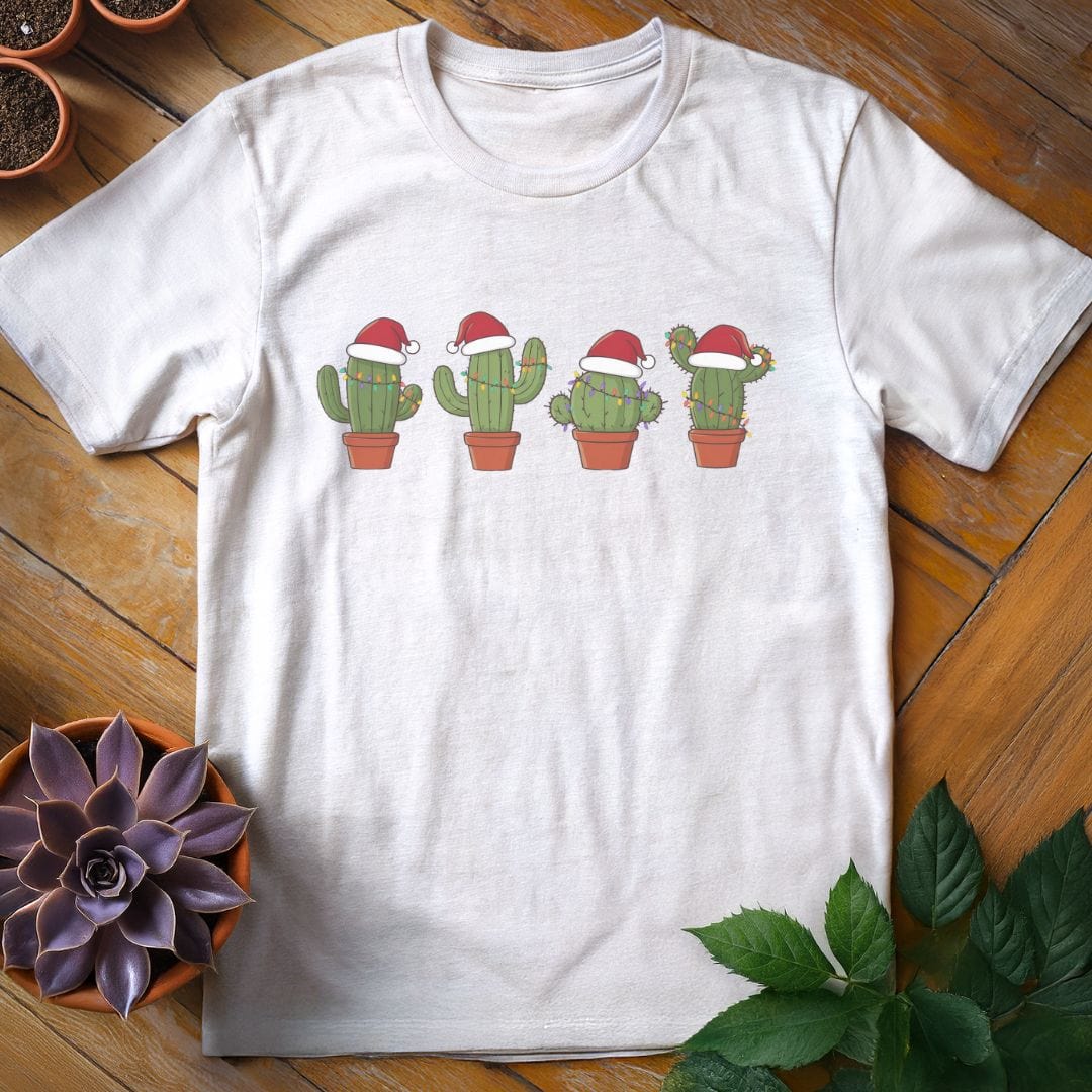 Santa Hat Cacti Tee T-Shirt White / S
