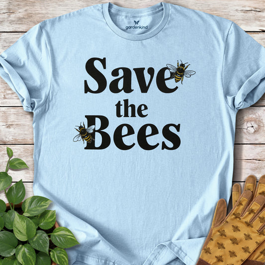Save the Bees Bold Tee, Light Blue