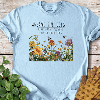 Save the Bees Tee, Light Blue