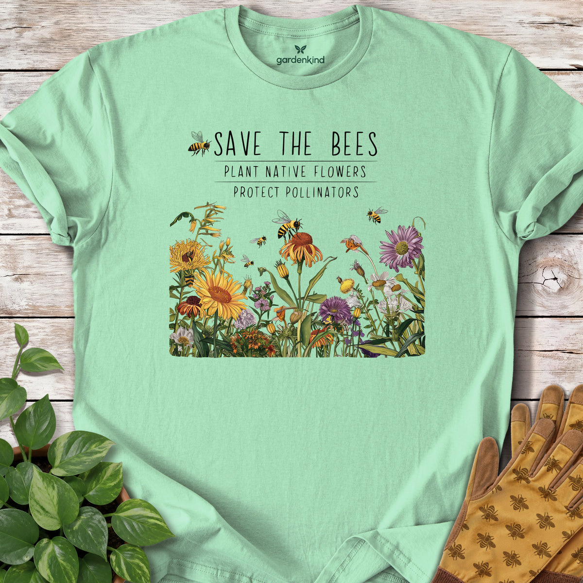 Save the Bees Tee, Mint Green