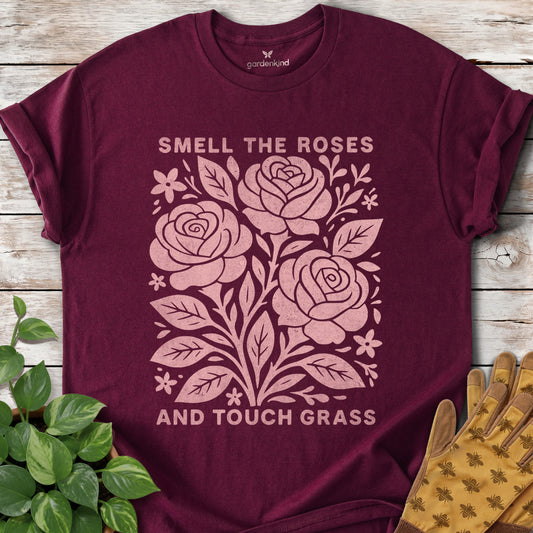 Smell the Roses Tee, Maroon