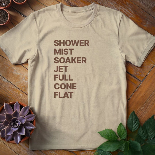 Sprayer Settings Minimalist Tee T-Shirt Sand / S