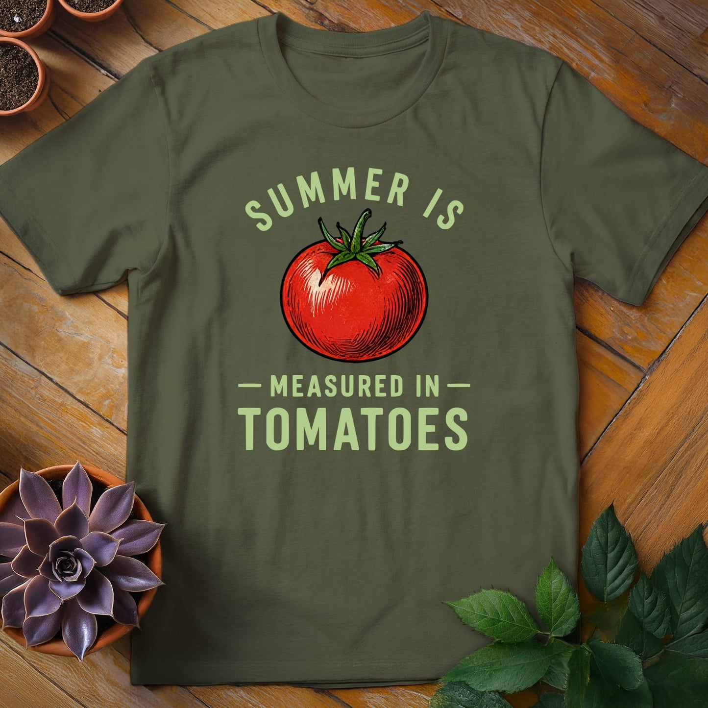 Summer is Measured in Tomatoes Tee T-Shirt Military Green / S