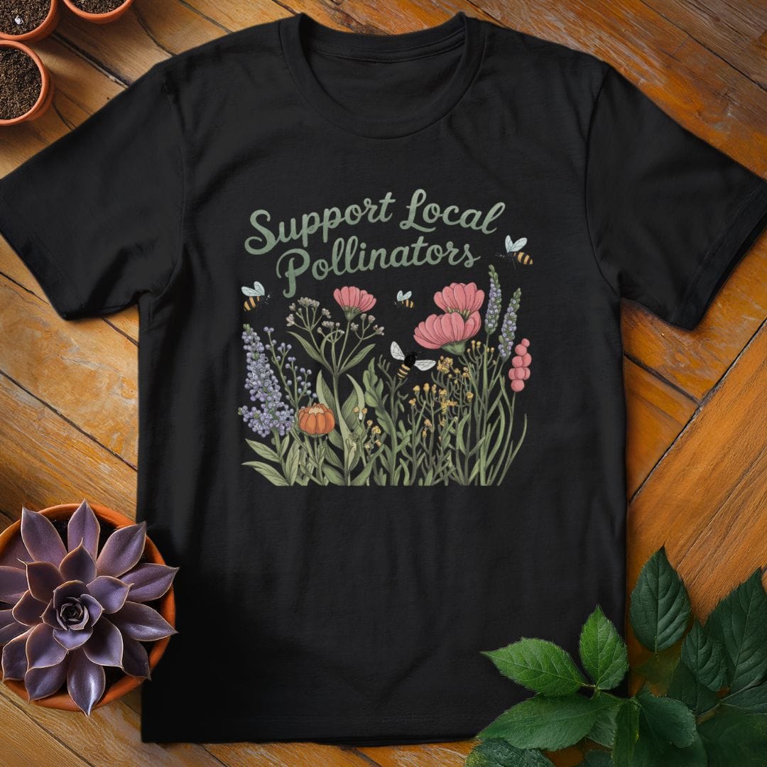 Support Local Pollinators Tee T-Shirt Black / S