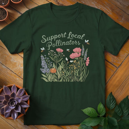 Support Local Pollinators Tee T-Shirt Forest Green / S