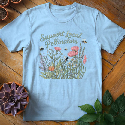 Support Local Pollinators Tee T-Shirt Light Blue / S