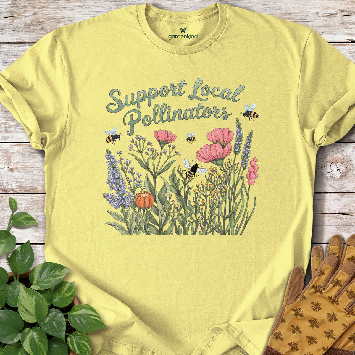 Support Pollinators Tee, Cornsilk