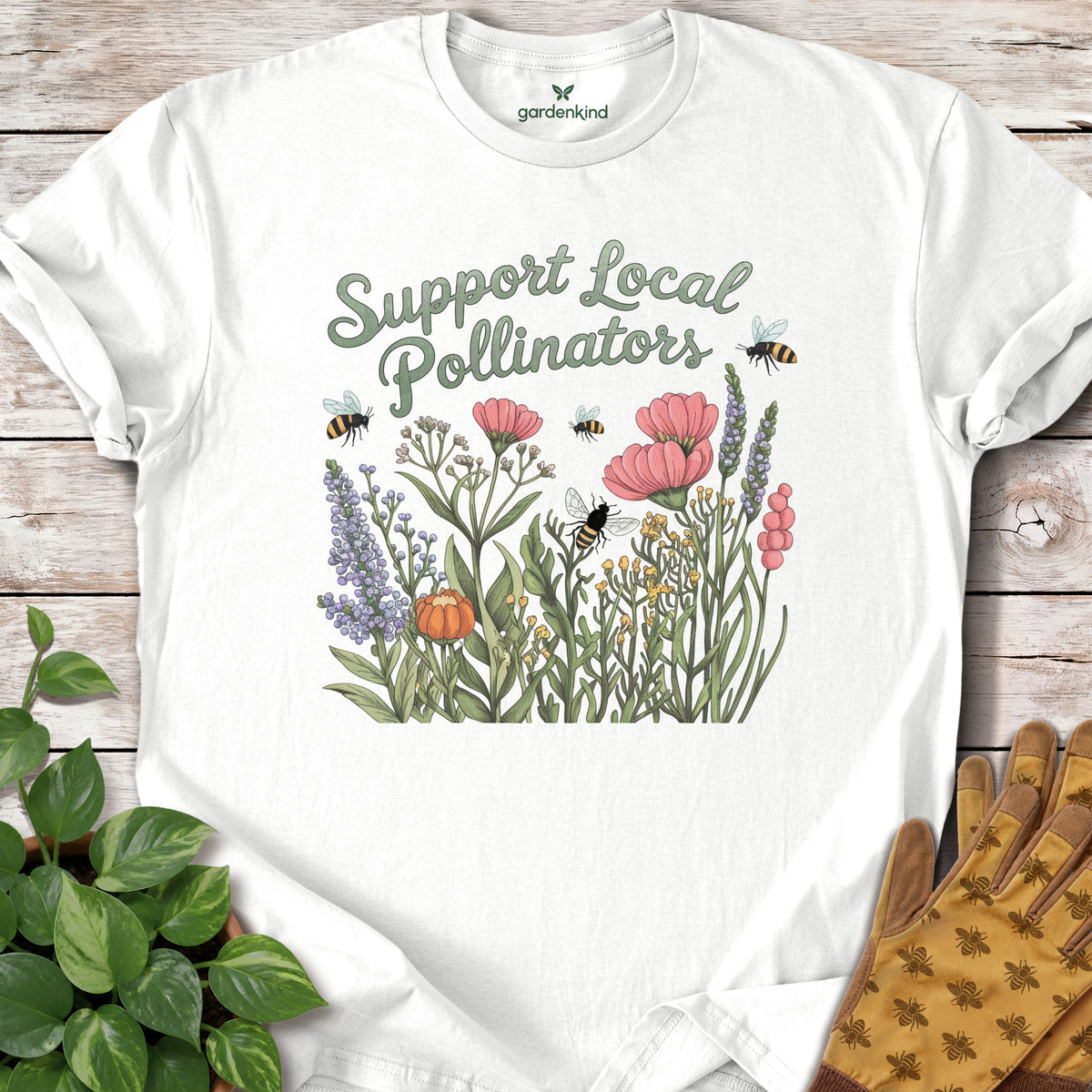 Support Pollinators Tee, White