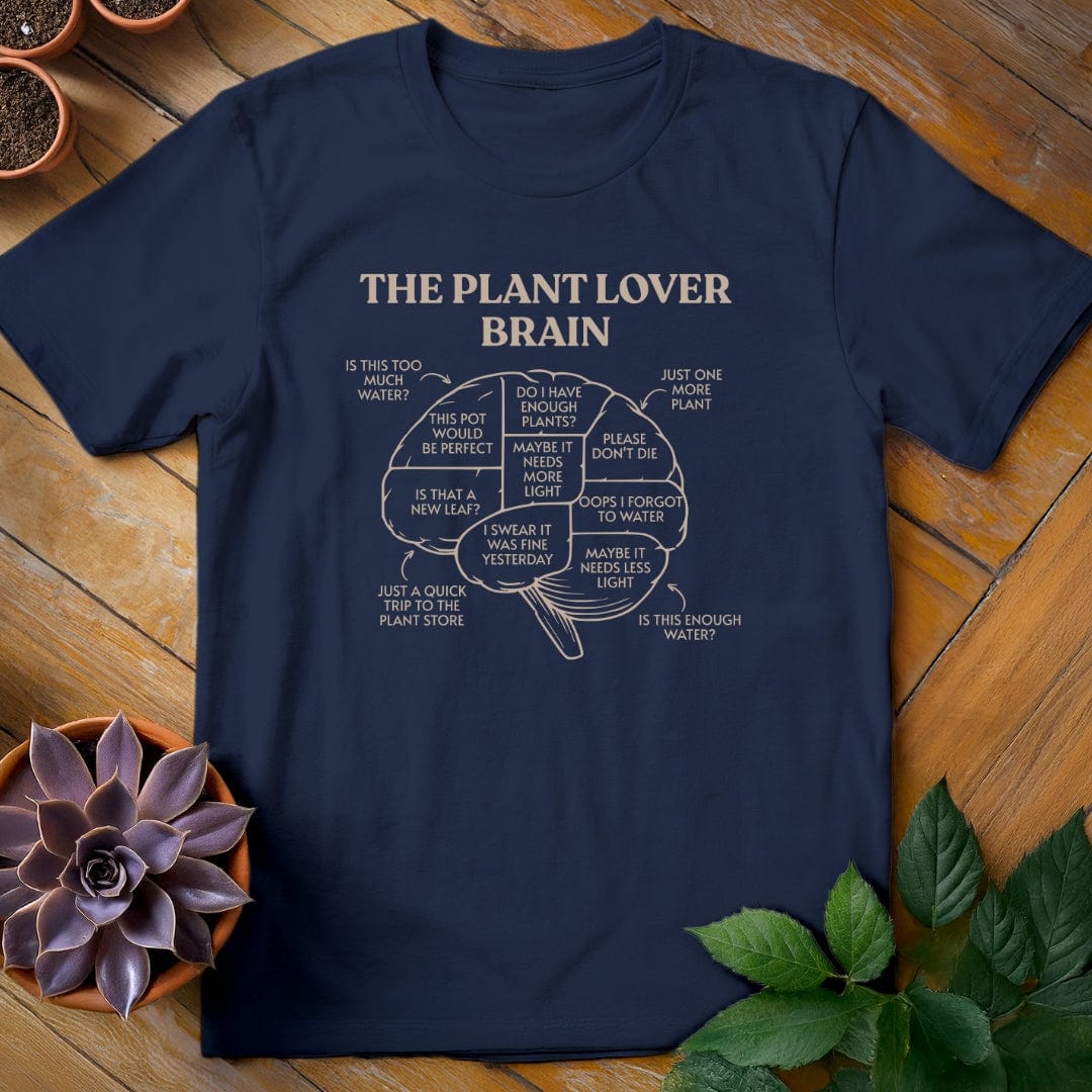 The Plant Lover Brain Tee T-Shirt Navy / S