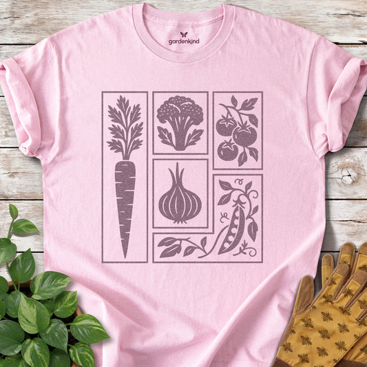 Veggie Grid Tee, Light Pink