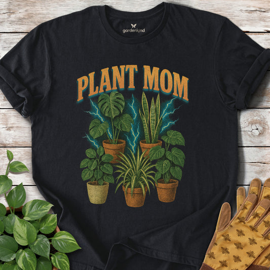 Vintage Plant Mom Tee, Black