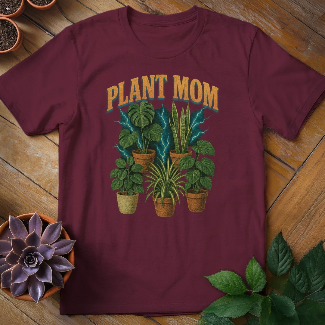 Vintage Plant Mom Tee T-Shirt Maroon / S