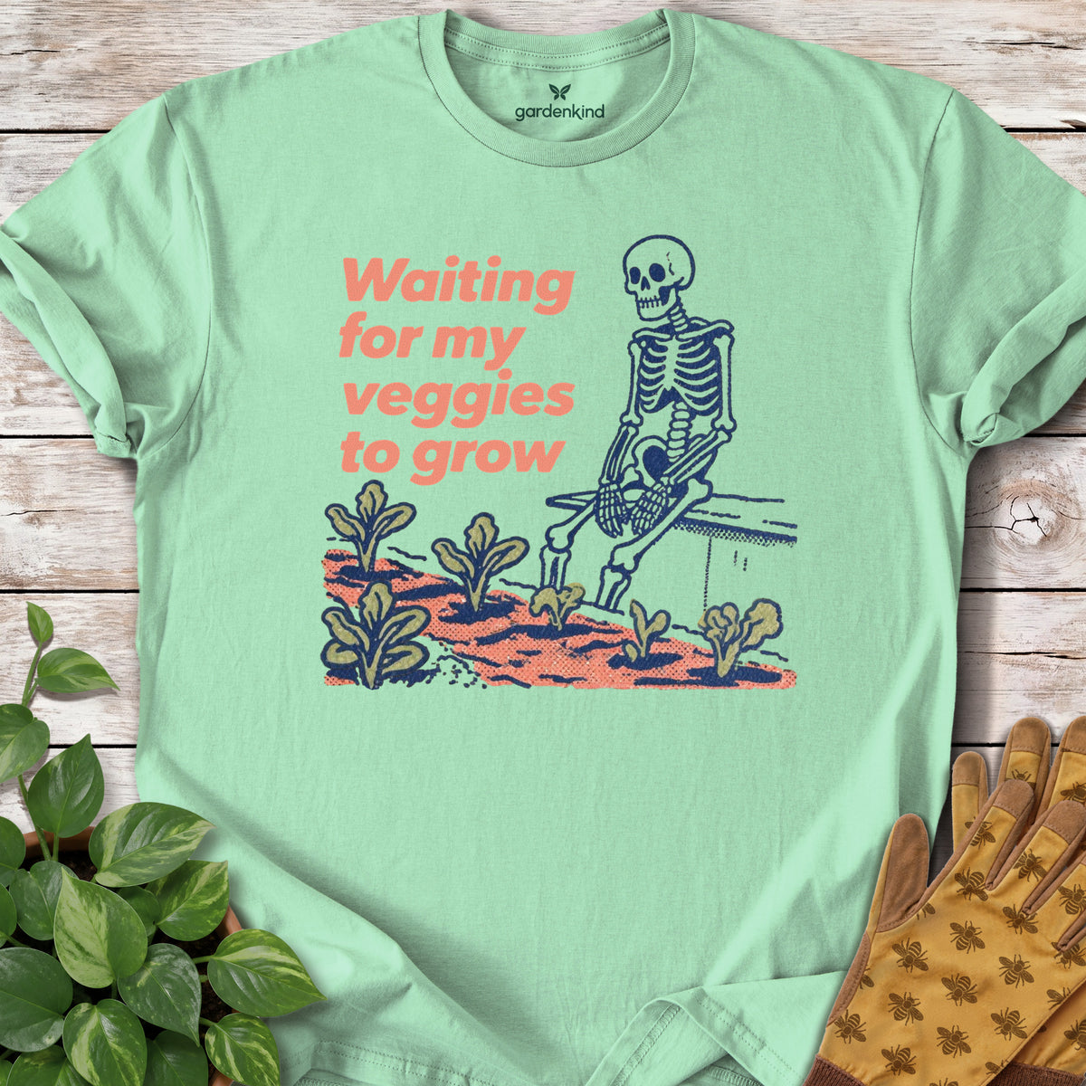 Waiting for My Veggies to Grow Tee, Mint Green
