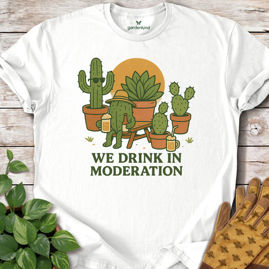 We Drink in Moderation Tee, White