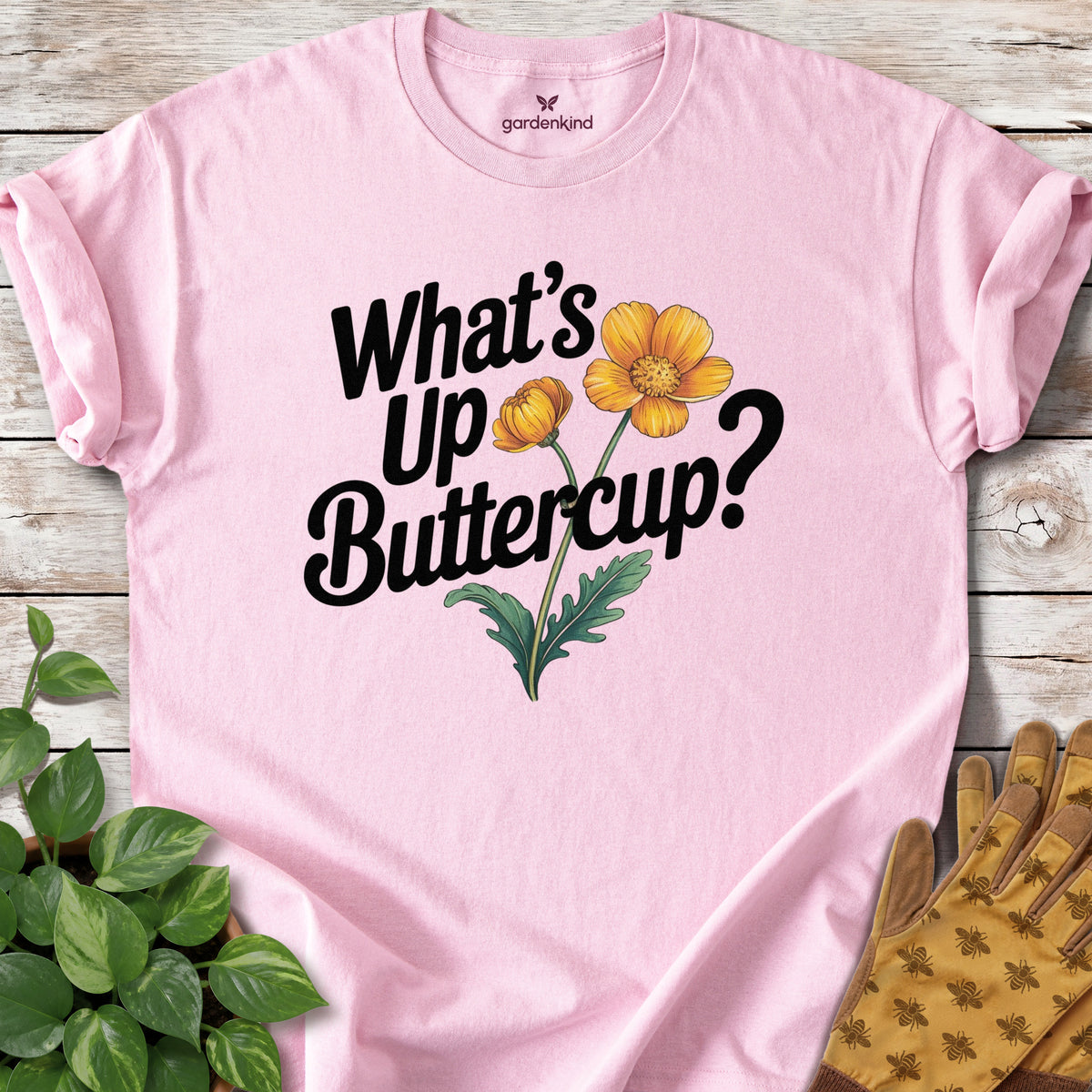 What's Up Buttercup Tee, Light Pink