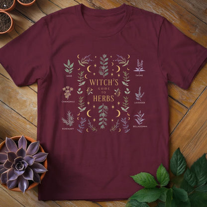 Witch's Guide to Herbs Tee T-Shirt Maroon / S