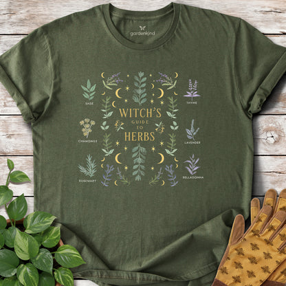 Witch's Guide to Herbs Tee, Military Green