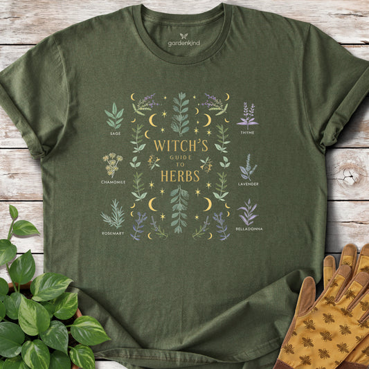 Witch's Guide to Herbs Tee, Military Green