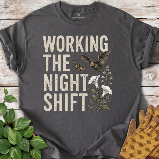 Working the Night Shift Tee, Charcoal