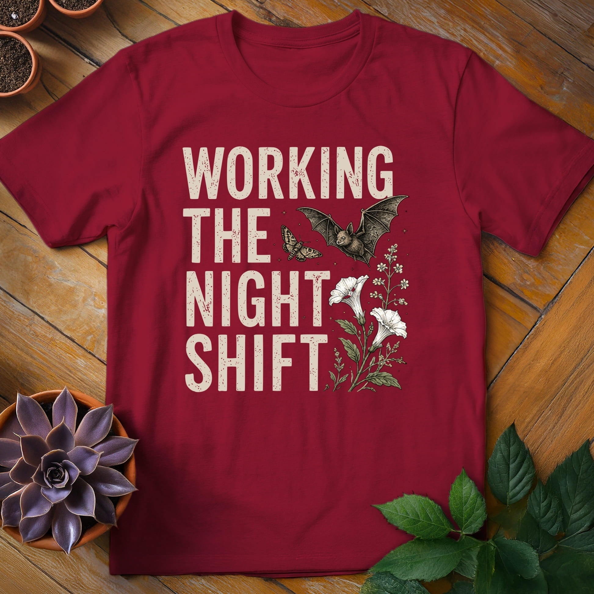 Working the Night Shift Tee T-Shirt Cardinal Red / S