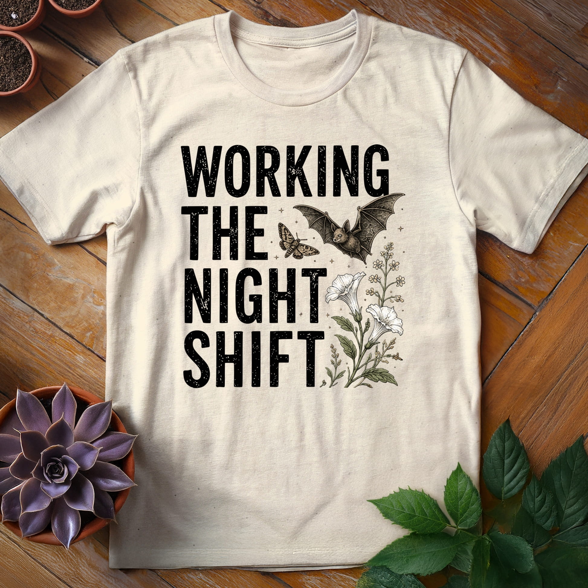 Working the Night Shift Tee T-Shirt Natural / S