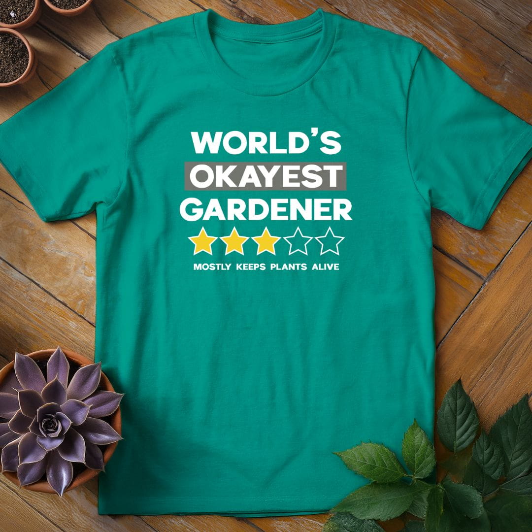 World's Okayest Gardener Tee T-Shirt Jade Dome / S