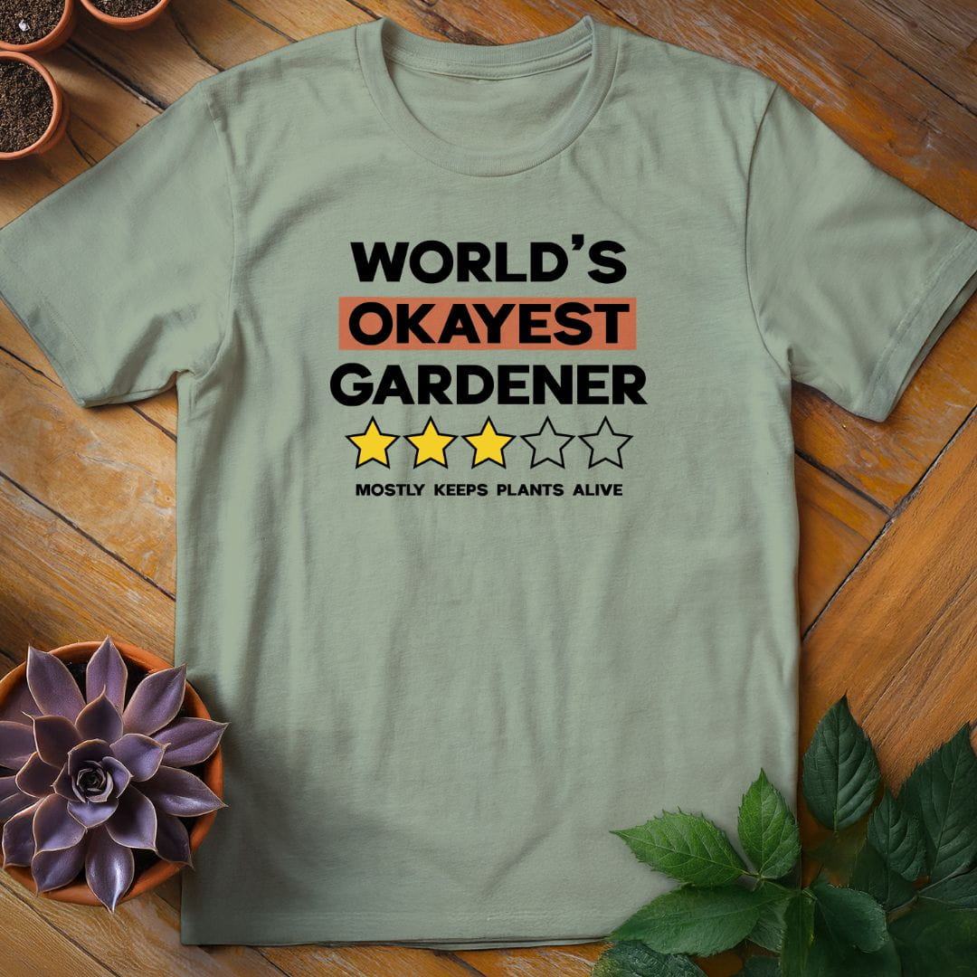 World's Okayest Gardener Tee T-Shirt Sage / S