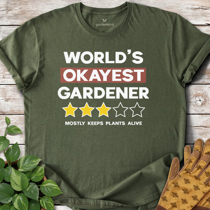 World's Okayest Gardener Tee, Military Green