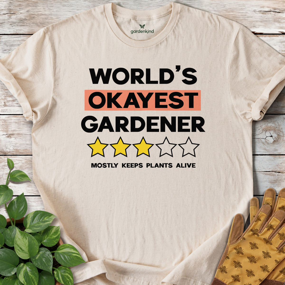 World's Okayest Gardener Tee, Natural