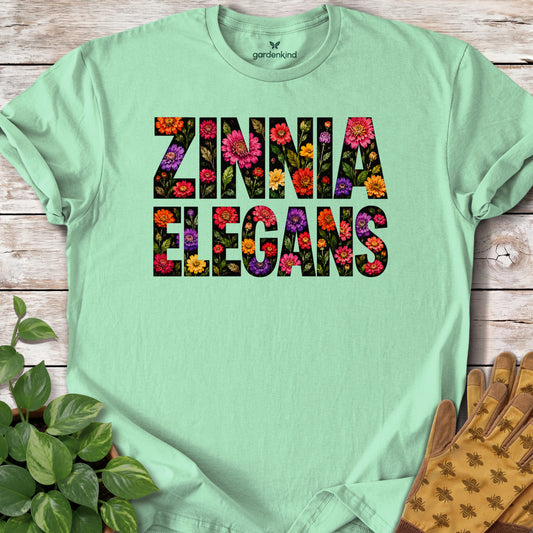 Zinnia Elegans Text Tee, Mint Green