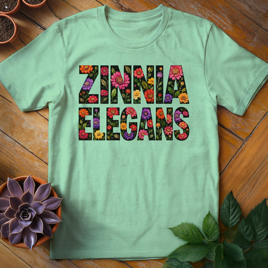 Zinnia Elegans Text Tee T-Shirt Mint Green / S